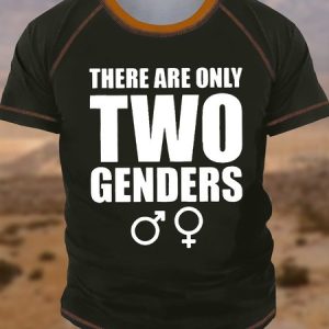 Men's Funny There Are Only Two Genders Graphic Printing Regular Fit Casual Text Letters Crew Neck T-Shirt, color:Green|size:4XL, Lilicloth.com