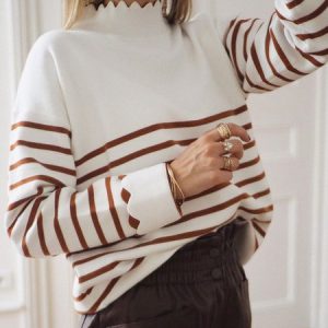 Wool/Knitting Casual Turtleneck Sweater, Sweaters, color:Multicolor|size:XXL, JustFashionNow