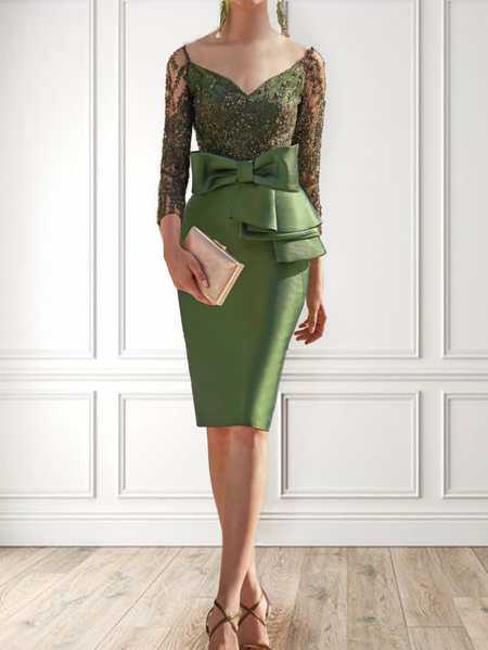 Lace Regular Fit Elegant V Neck Wedding Guest Dress, Wedding Guest Dresses, color:Green|size:XXL, Stylewe