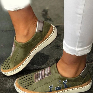 All Season Hollow-Out Flats, Sneakers, color:Army Green|size:43, JustFashionNow
