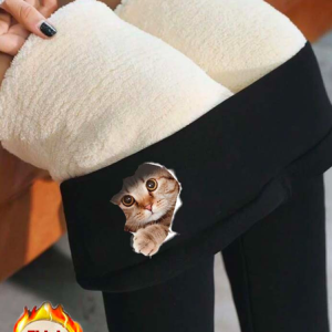 Casual Cat Fluff/Granular Fleece Fabric Tight Casual Pant, Pants, color:Black|size:XXL, JustFashionNow