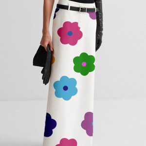 Floral Urban Regular Fit Maxi Skirt With No Belt, Skirts, color:Multicolor|size:XS, Stylewe