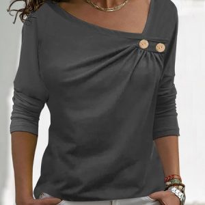 Others Knitted Loose Casual Shirt, Shirts & Blouses, color:Gray|size:XXL, JustFashionNow