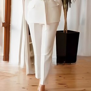 Regular Fit Urban Plain Fashion Pants, Pants, color:White|size:XXL, Stylewe