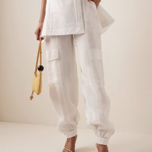 Regular Size Plain Loose Casual Cargo Pants, Cargo Pants, color:White|size:XXL, Stylewe