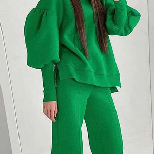 Micro-Elasticity Casual Plain Crew Neck Long sleeve Sweatshirt, Hoodies and Sweatshirts, color:Green|size:XXL, Stylewe