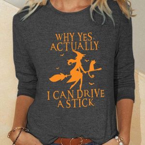 Regular Fit Simple Halloween Long Sleeve Top, color:Deep Gray|size:3XL, Lilicloth.com