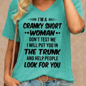 Women's Funny I‘m A Cranky Short Women Casual Crew Neck T-Shirt, T-shirts, Lilicloth.com
