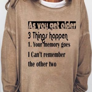Women's Getting old funny quotes Crew Neck Casual Sweatshirt, color:Light Brown|size:3XL, Lilicloth.com
