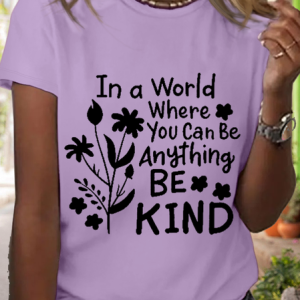 WomenвЂ™s Funny Word In A World Print Slogan Crew Neck Casual Text Letters T-Shirt, T-shirts, Lilicloth.com
