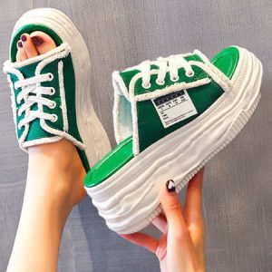 Fringe Casual Thick Sole Sports Sandals, Sneakers, color:Green|size:40, JustFashionNow