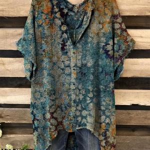 Buttoned Boho Tops, Shirts & Blouses, color:As Picture|size:XXL, JustFashionNow