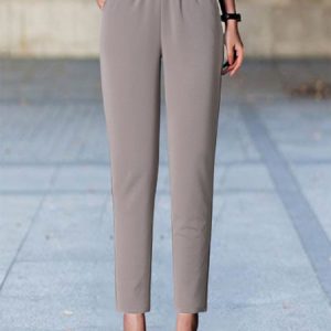 Casual Plain Natural Ankle Pants Pocket Stitching Harem Pants, Pants, color:Coffee|size:4XL, Noracora