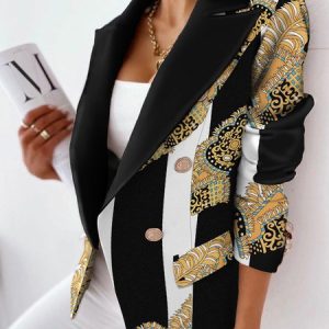 Casual Regular Fit Ethnic Blazer, Blazers, color:Black|size:5XL, JustFashionNow