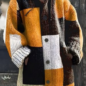 Wool/Knitting Casual Sweater Coat, Sweaters, color:Yellow|size:XXL, JustFashionNow