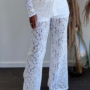 Plain Regular Fit Elegant Fashion Long Pants Straight pants, Pants, color:White|size:XXL, Stylewe