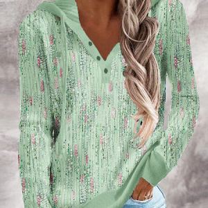 Casual Hoodie Floral Hoodie, Hoodies & Sweatshirts, color:Green|size:XXL, Noracora