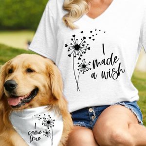 Women's Funny Word I Made A Wish Cotton-Blend  Matching T-Shirt, color:White|size:3XL, Lilicloth.com