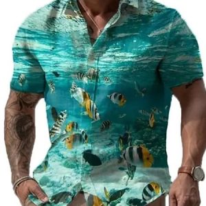Vacation Starfish Shirt Collar Regular Sleeve Shirt, Shirts ＆ Blouse, color:Color4|size:3XL, JustFashionNow