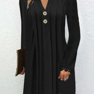Loose Casual Plain Jersey Dress, Dresses, color:Black|size:XXL, JustFashionNow