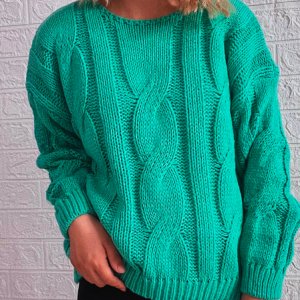 Women Knitted Plain Long Sleeve Comfy Casual Sweater, Sweaters, color:Green|size:XXL, Noracora