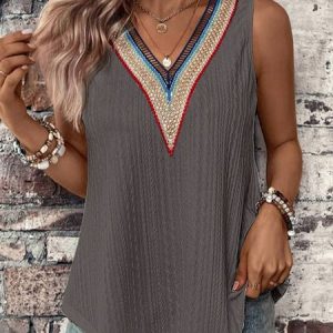 V Neck Casual Loose Tank Top, Tank Tops & Camis, Roselinlin - Online Catalog