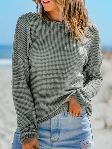 Casual Crew Neck Regular Fit Plain T-Shirt, T-Shirts, color:Gray|size:XXL, JustFashionNow