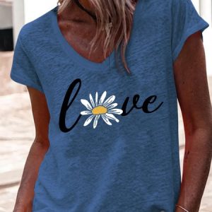 Women's Love Daisy Casual T-Shirt, T-shirts, Lilicloth.com