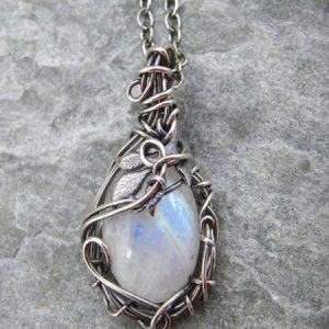 Vintage Moonstone Necklace, color:Silver, Lilicloth.com