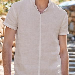Casual Shirt Collar Short Sleeve T-Shirt, T-Shirts, color:Apricot|size:XXL, JustFashionNow