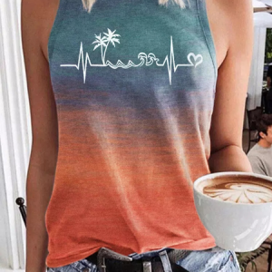 Casual Halter Loose Ombre Tank Top, Tanks & Camis, color:Orange|size:XXL, JustFashionNow
