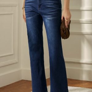 Stylewe Denim Plain Urban Fashion High Waist Pants, Jeans, color:Blue|size:XXL, Stylewe