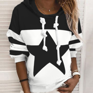 Hoodie Color Block Loose Casual Sweatshirt, Sweatshirts & Hoodies, color:White|size:XXL, JustFashionNow