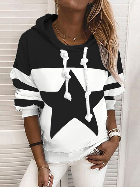 Hoodie Color Block Loose Casual Sweatshirt, Sweatshirts & Hoodies, color:White|size:XXL, JustFashionNow