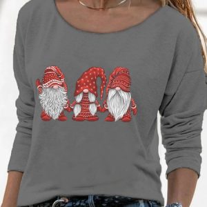 Crew Neck Casual  Loose Christmas T-Shirt, T-Shirts, color:Gray|size:XXL, JustFashionNow