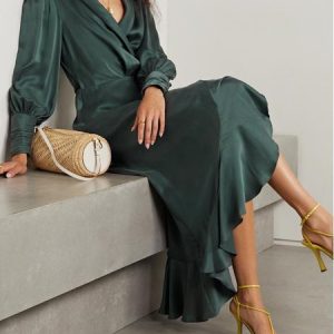 V Neck Regular Fit Elegant Spring Party Dress, Maxi Dresses, color:Green|size:XXL, Stylewe