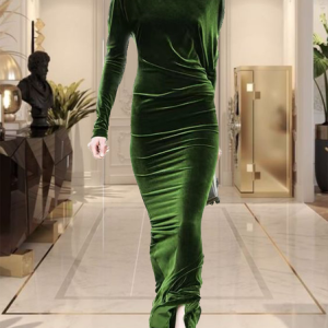 Regular Fit Elegant Plain Long Dress Wedding, Maxi Dresses, color:Green|size:XXL, Stylewe