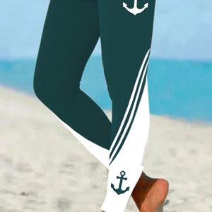 Casual Jersey Printing Leggings, Leggings, color:White-green|size:XXL, JustFashionNow