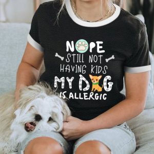 Lilicloth X Funnpaw Women's Nope Still Not Having Kids My Dog Is Allergic Crew Neck T-Shirt, color:Black|size:L, Lilicloth.com