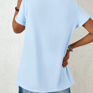 Casual Regular Fit T-Shirt, color:Sky Blue|size:3XL, Lilicloth.com