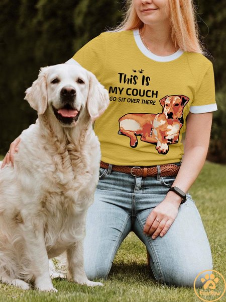 Lilicloth X Funnpaw Women's This Is My Couch Go Sit Over There T-Shirt, color:Yellow|size:L, Lilicloth.com