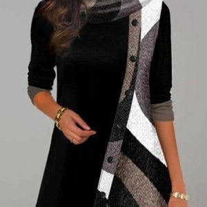 Loosen Patchwork Casual Shirt & Top, T-Shirts, color:Black|size:3XL, JustFashionNow