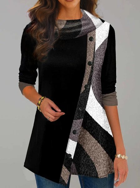 Loosen Patchwork Casual Shirt & Top, T-Shirts, color:Black|size:3XL, JustFashionNow