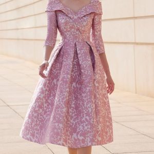 Elegant Party Three Quarter Midi Regular Size Dress, Midi Dresses, color:As Picture|size:XXL, Stylewe