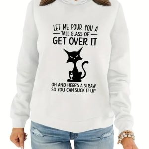 Casual Loose Cat Hoodie, Sweatshirts & Hoodies, color:White|size:3XL, JustFashionNow