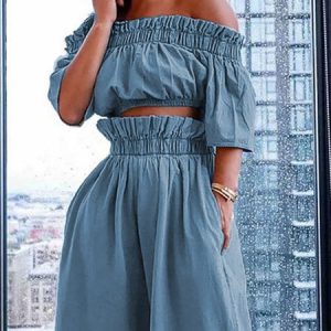 Cold Shoulder Casual Plain Half sleeve Shirt, Blouses and Shirts, color:Light Blue|size:XXL, Stylewe