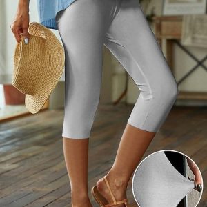 Casual Loose Jersey Plain Shorts, Leggings, color:Gray|size:XL, Noracora
