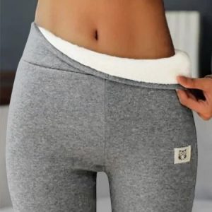 Winter High Waist Fleece Lined Leggings, Leggings, color:Light Gray|size:5XL, Noracora
