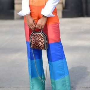 Color Block Regular Fit Urban Fashion Pants, Pants, color:Multicolor|size:XXL, Stylewe