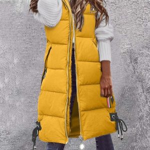 Casual Plain Hoodie Regular Fit Vest, Vests & Gilets, color:Yellow|size:3XL, JustFashionNow